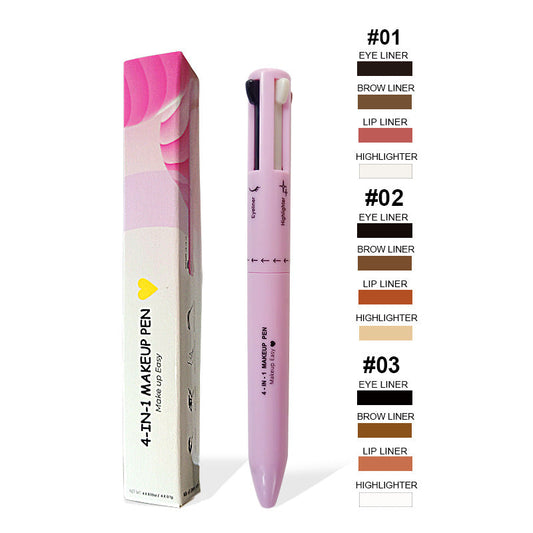 NNEDSZ 4-in-1 Multi-Functional Makeup Pen Set - Lip Liner, Highlighter, Eyeliner, Eyebrow Pencil (3 Shades, 3-Pack)-0