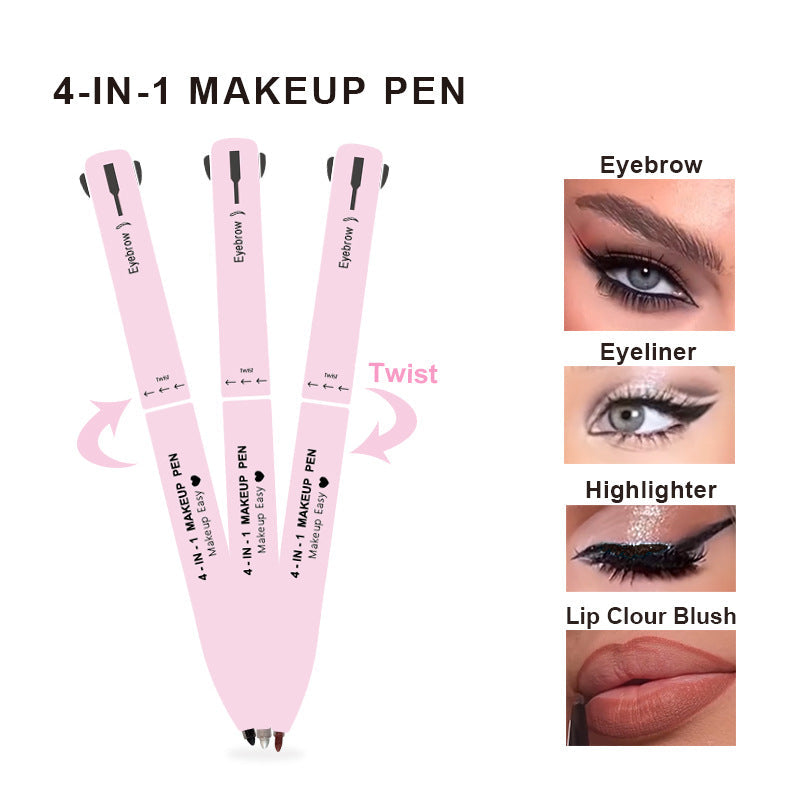 NNEDSZ 4-in-1 Multi-Functional Makeup Pen Set - Lip Liner, Highlighter, Eyeliner, Eyebrow Pencil (3 Shades, 3-Pack)-2