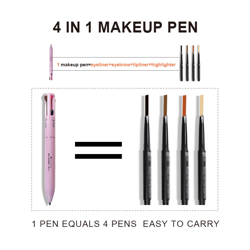 NNEDSZ 4-in-1 Multi-Functional Makeup Pen Set - Lip Liner, Highlighter, Eyeliner, Eyebrow Pencil (3 Shades, 3-Pack)-3
