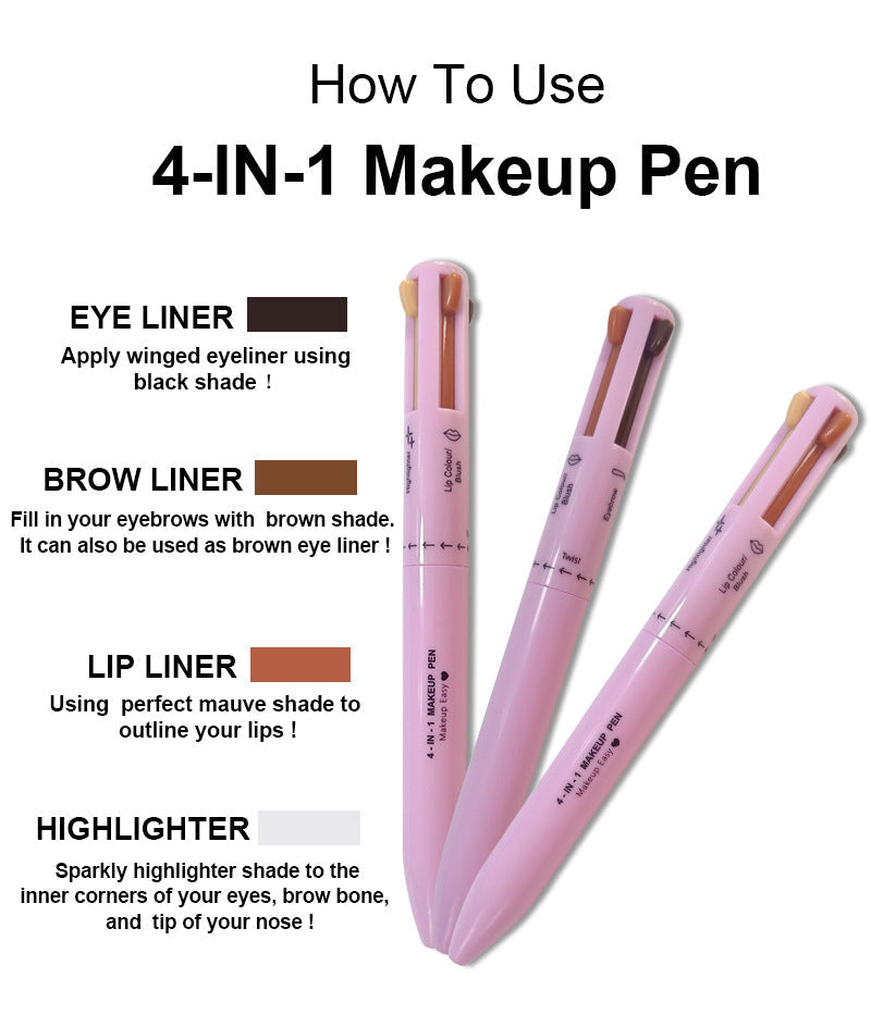 NNEDSZ 4-in-1 Multi-Functional Makeup Pen Set - Lip Liner, Highlighter, Eyeliner, Eyebrow Pencil (3 Shades, 3-Pack)-4