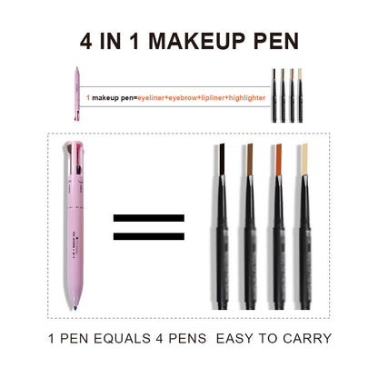NNEDSZ 4-in-1 Multi-Functional Makeup Pen Set - Lip Liner, Highlighter, Eyeliner, Eyebrow Pencil (3 Shades, 3-Pack)-3